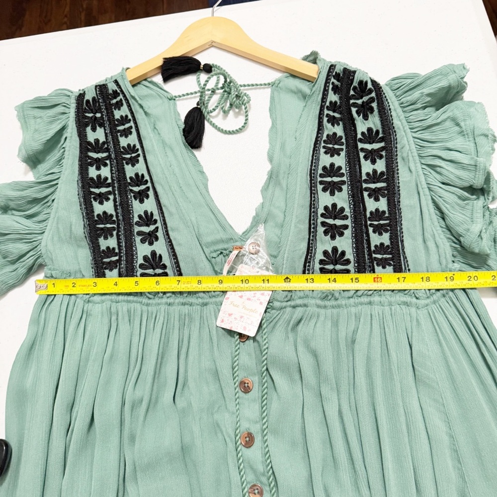 Free People Sage Green Embroidered V-Neck Maxi Dress - Picture 10 of 15